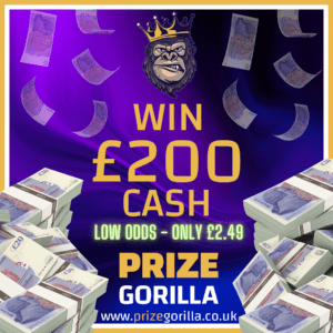 PRIZE GORILLA - WIN £150 CASH BEST COMPETITION PRIZE WEBSITE BELFAST NORTHERN IRELAND UK 2024 2025