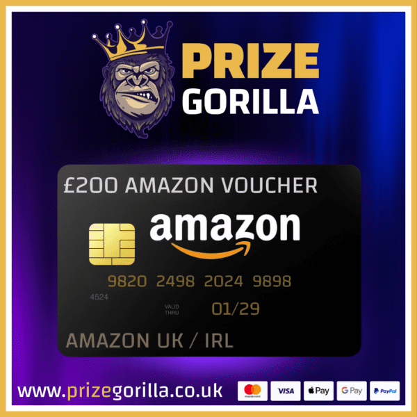 Prize Gorilla win a £200 Amazon Voucher best competition prize website Northern Ireland Belfast UK 2024