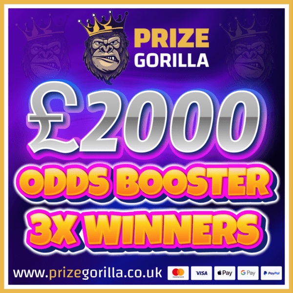 PRIZE GORILLA WIN £2000 ODDS BOOSTER TAX FREE CASH BEST COMPETITION WEBSITE BELFAST UK NORTHERN IRELAND 2025