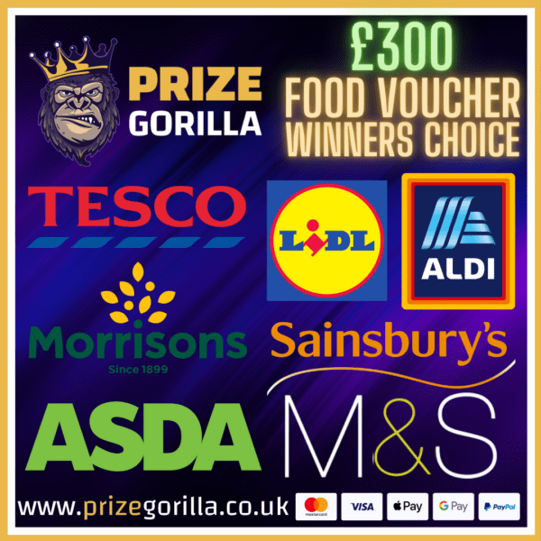 Prize Gorilla Win A £300 Food shopping voucher