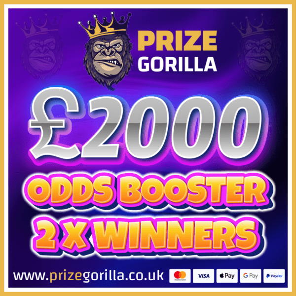 PRIZE GORILLA WIN £2000 ODDS BOOSTER TAX FREE CASH BEST COMPETITION WEBSITE BELFAST UK NORTHERN IRELAND 2025