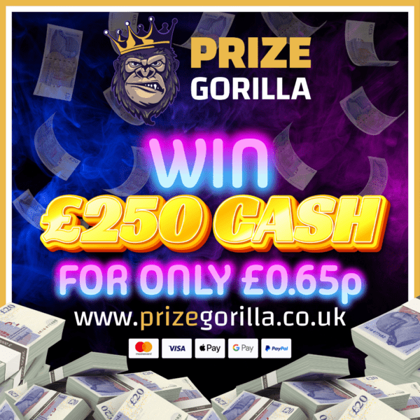 PRIZE GORILLA WIN £250 CASH BEST COMPETITION WEBSITE BELFAST NORTHERN IRELAND UK 2025-4