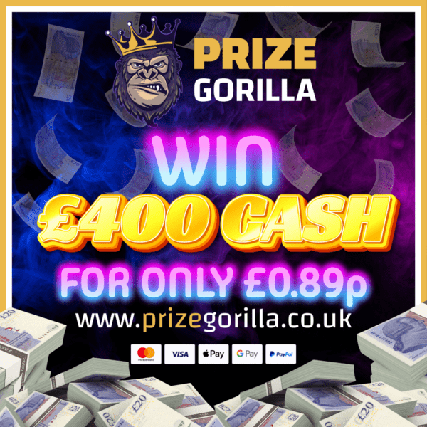 PRIZE GORILLA WIN £400 CASH BEST COMPETITION WEBSITE BELFAST NORTHERN IRELAND UK 2025